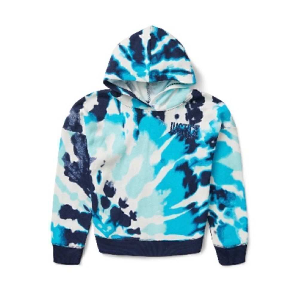 Justice Girls Fleece Tie Dye Long Sleeve Hoodie Shirt Top Size XS 5/6